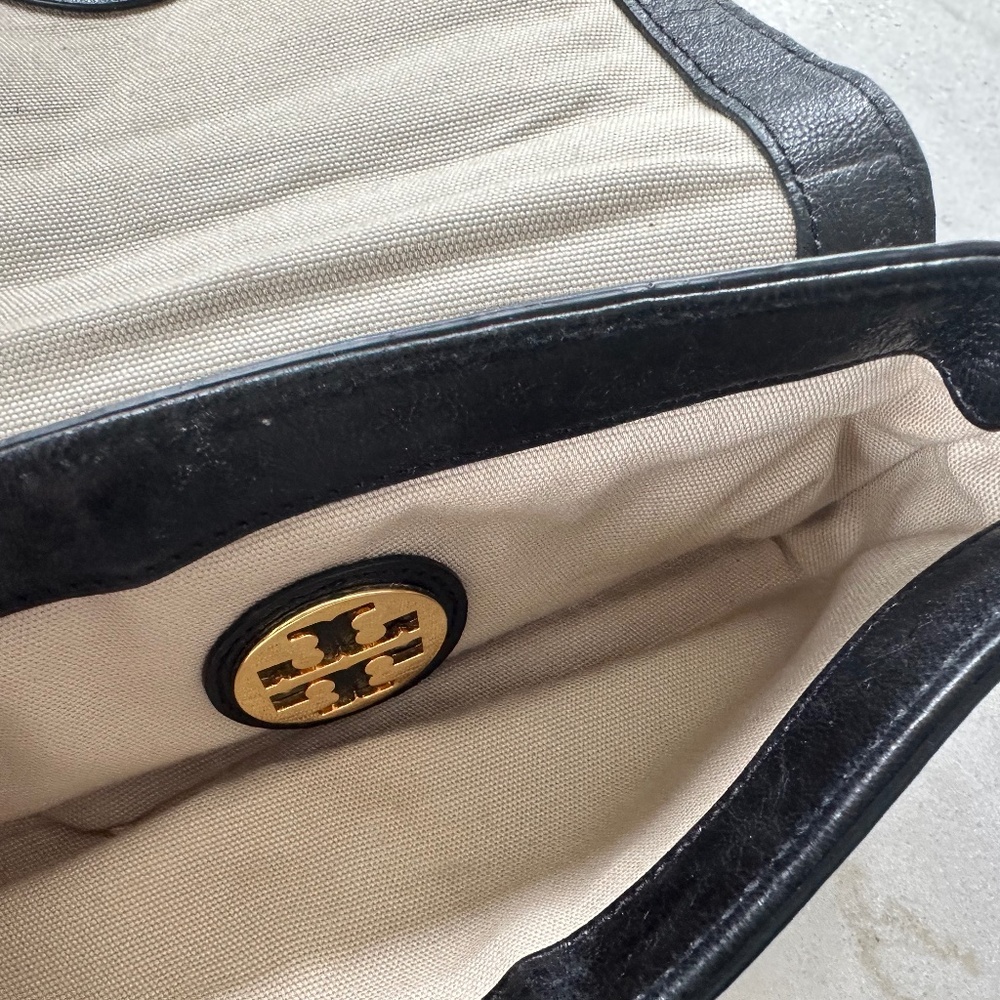 Tory Burch Mini Robinson Crossbody Purse, Black Leather with Gold Chain - Picture 9 of 16